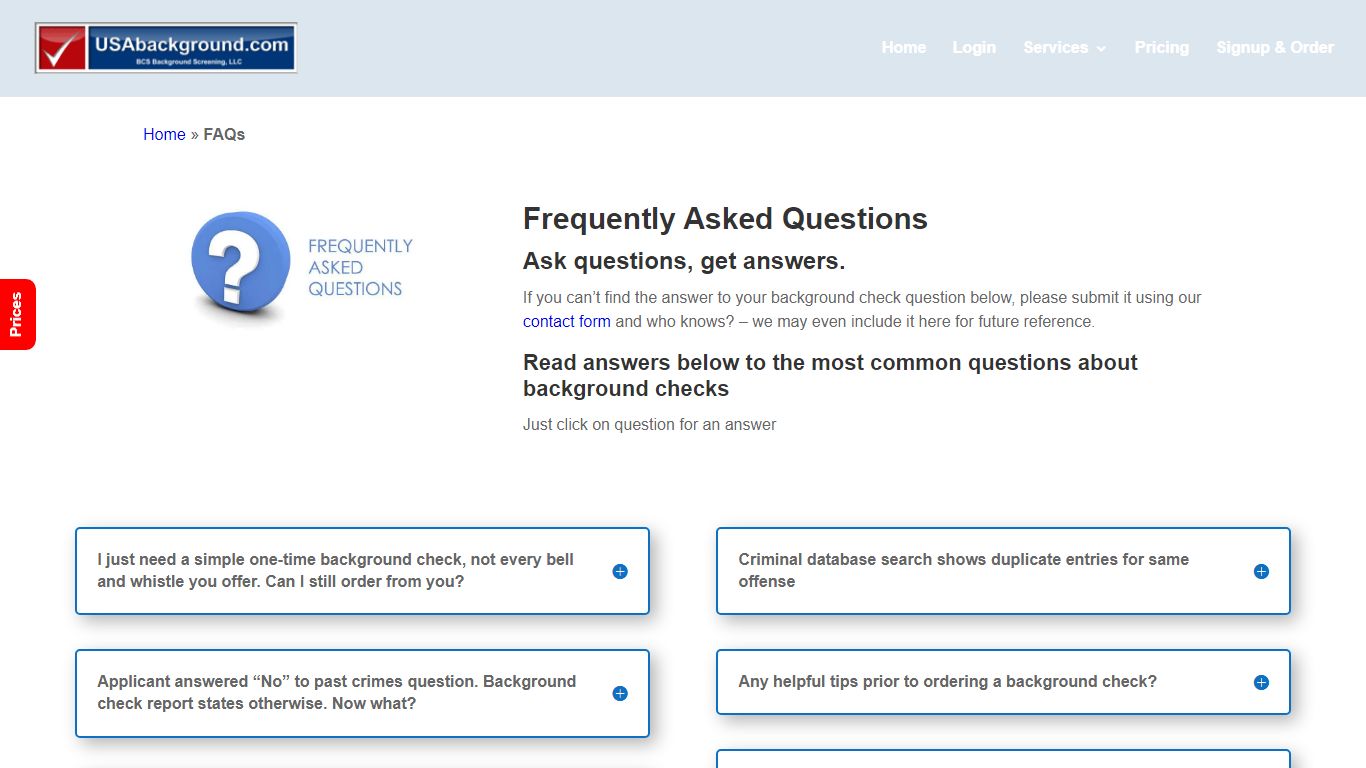 Questions and Answers about Background Checks - FAQs